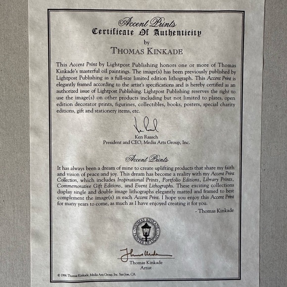 Thomas kinkade 1996 stepping stone cottage “framed art print with COA - Picture 2 of 9